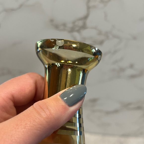 Dining Mcm Vintage Gold Decanter Set W 6 Shot Glasses Gold Rim Flower